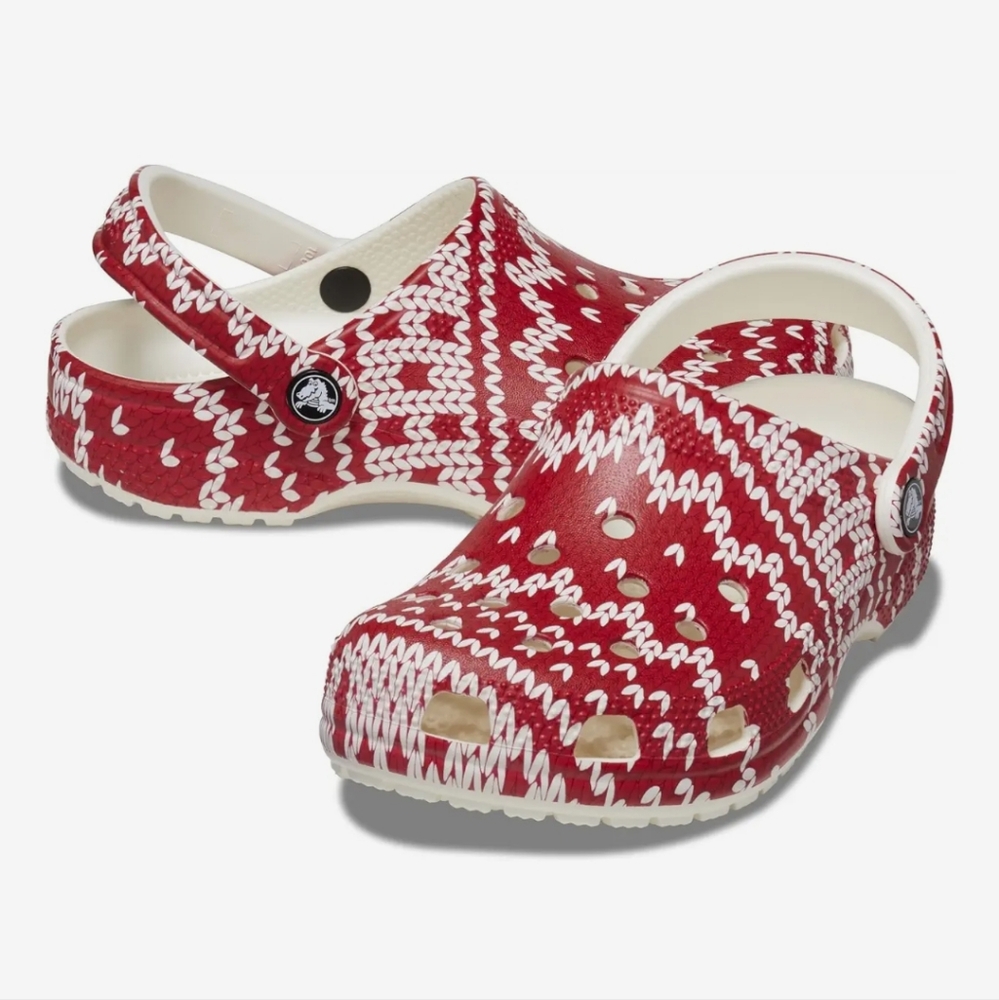Crocs Ugly Sweater Holiday Classic Unisex Red White M 7 10 W 9 12 New